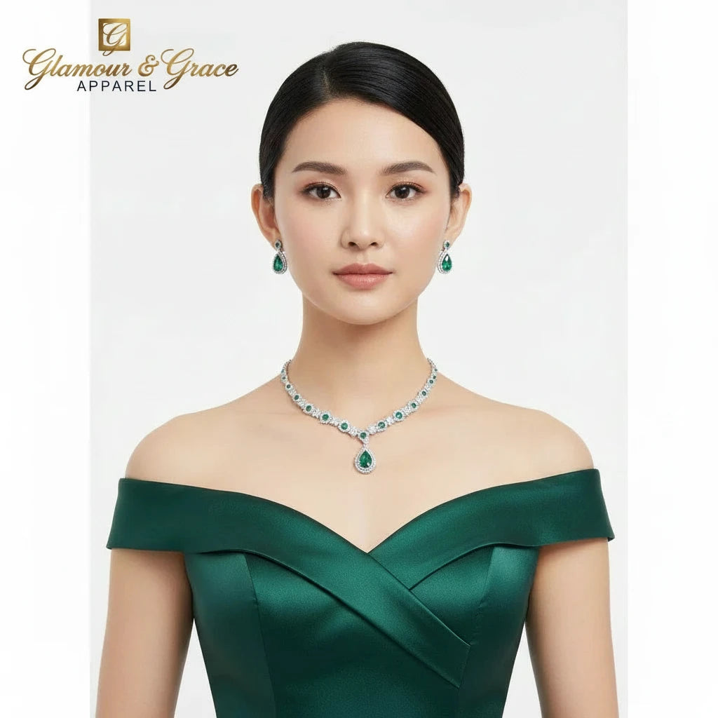 Luxury  Rhinestone Earrings & Necklace Set