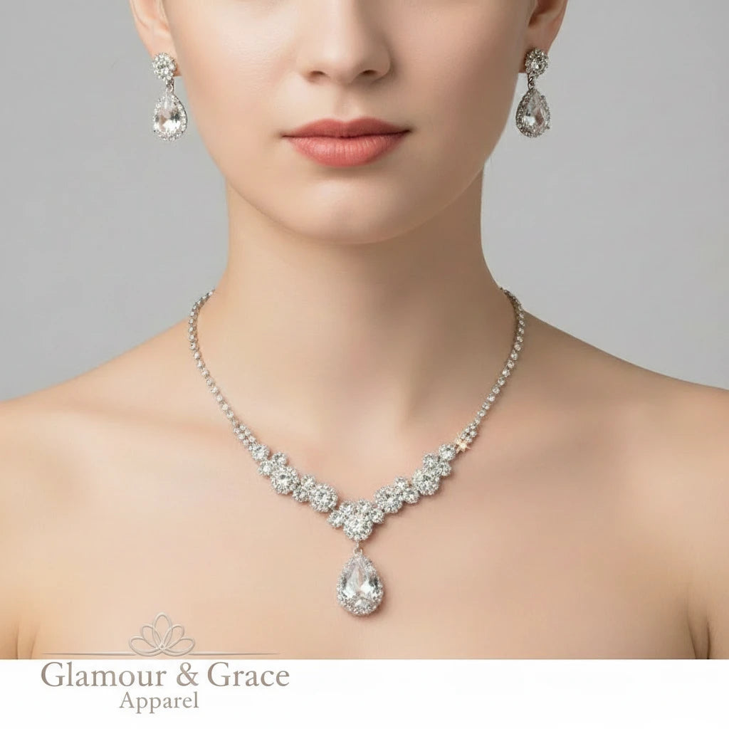 Luxury  Rhinestone Earrings & Necklace Set