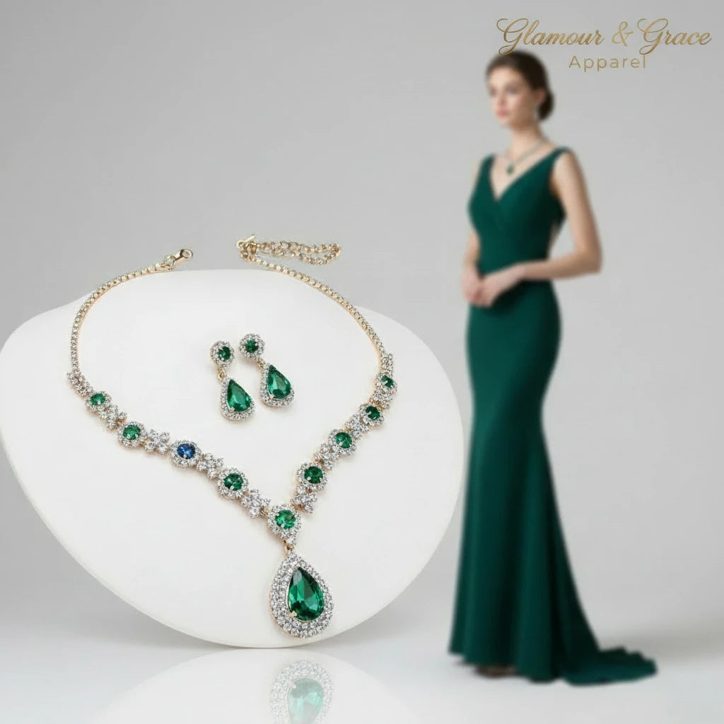 Luxury  Rhinestone Earrings & Necklace Set