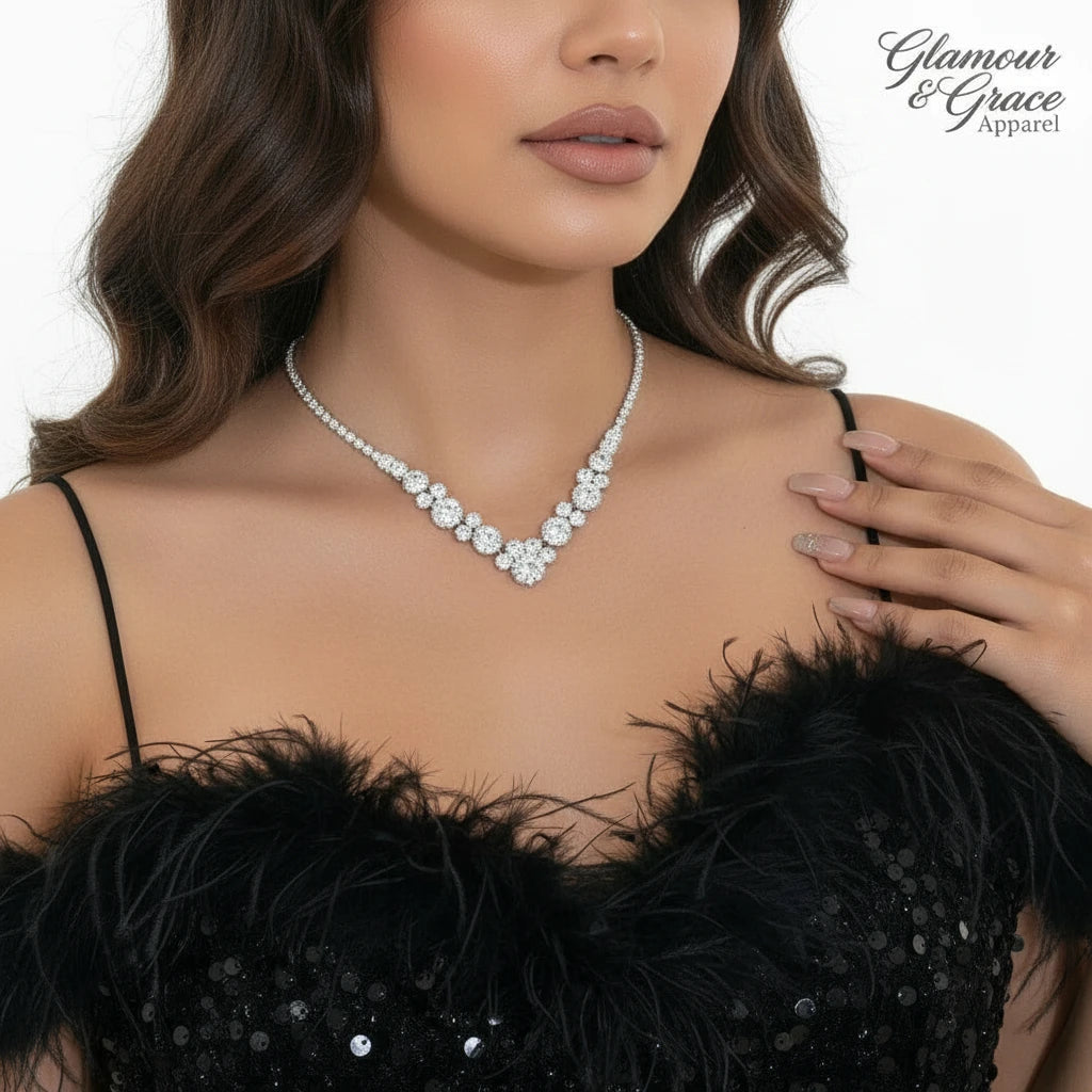 Luxury  Rhinestone Earrings & Necklace Set
