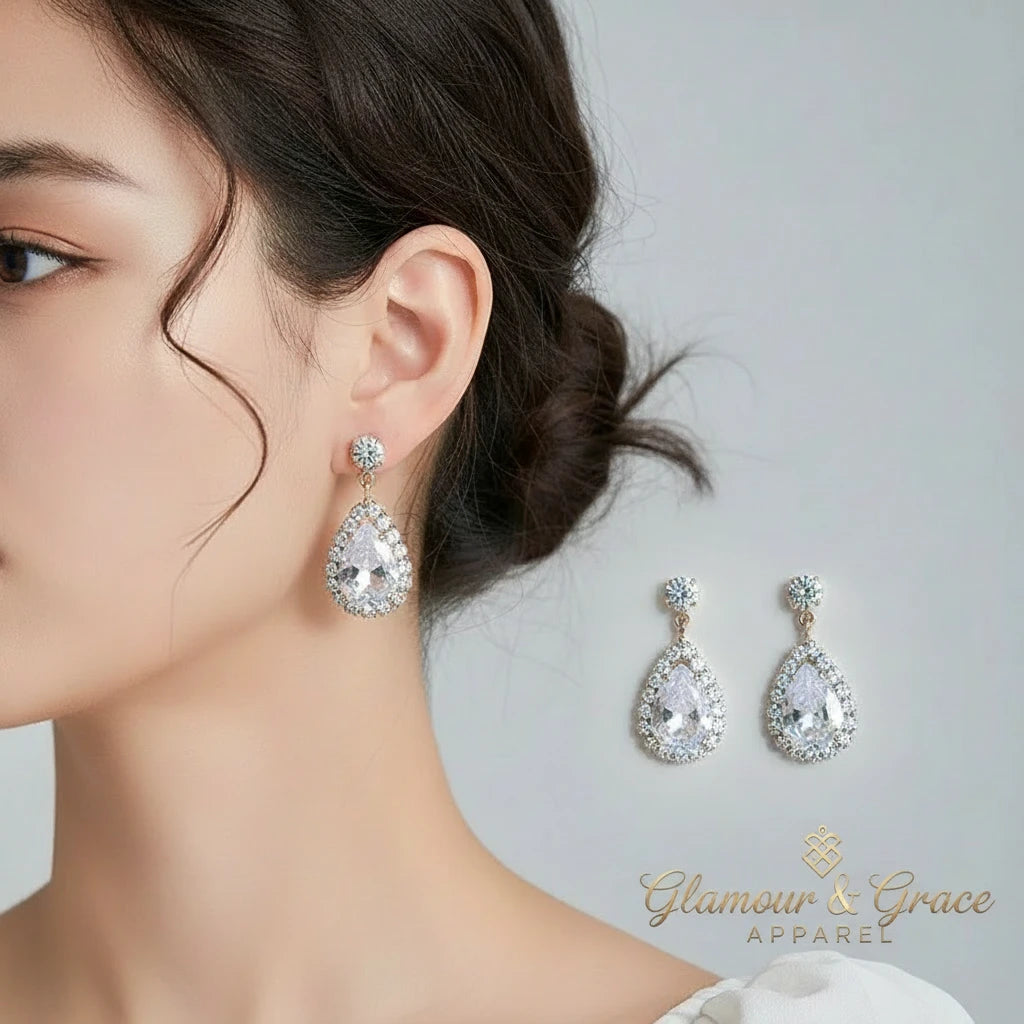 Luxury  Rhinestone Earrings & Necklace Set