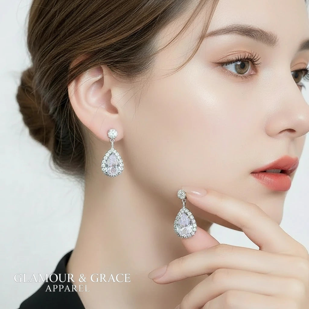 Luxury  Rhinestone Earrings & Necklace Set