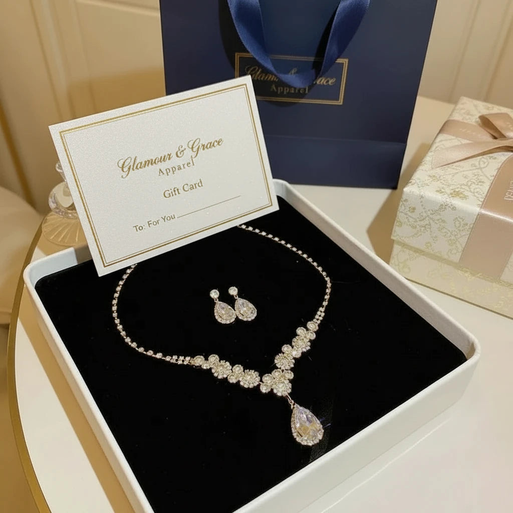 Luxury  Rhinestone Earrings & Necklace Set