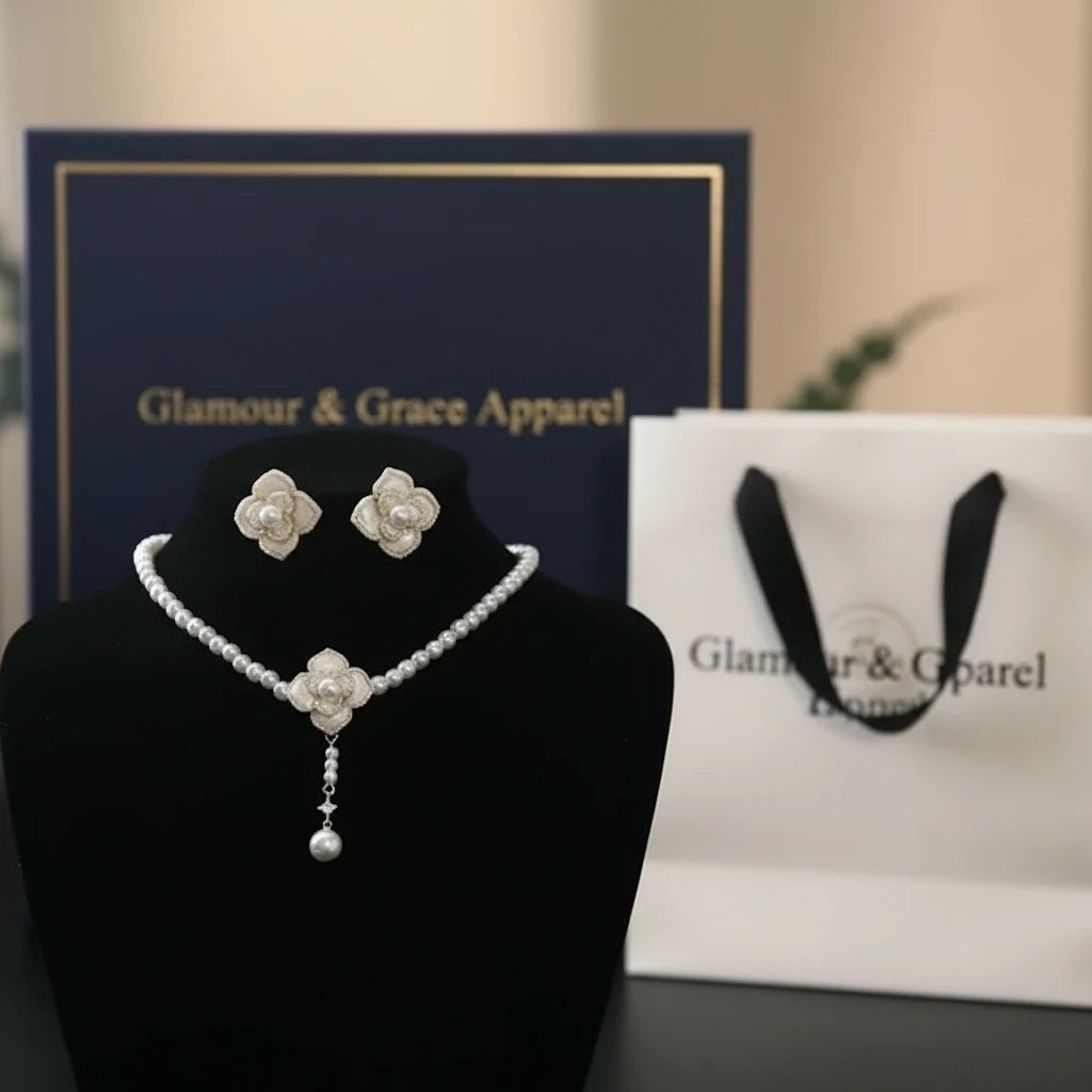 Luxury French Flower Pearl  Jewelry Set