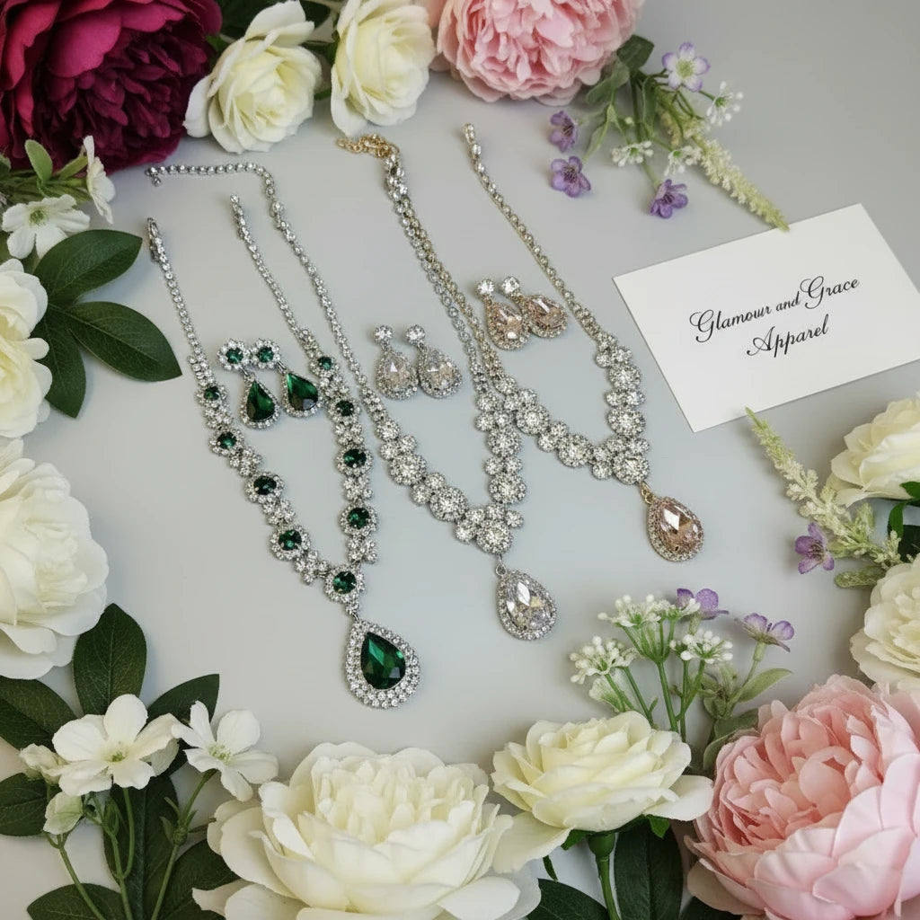 Luxury  Rhinestone Earrings & Necklace Set