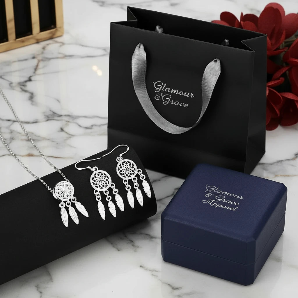 Luxury Fine Sterling Silver Necklace Set