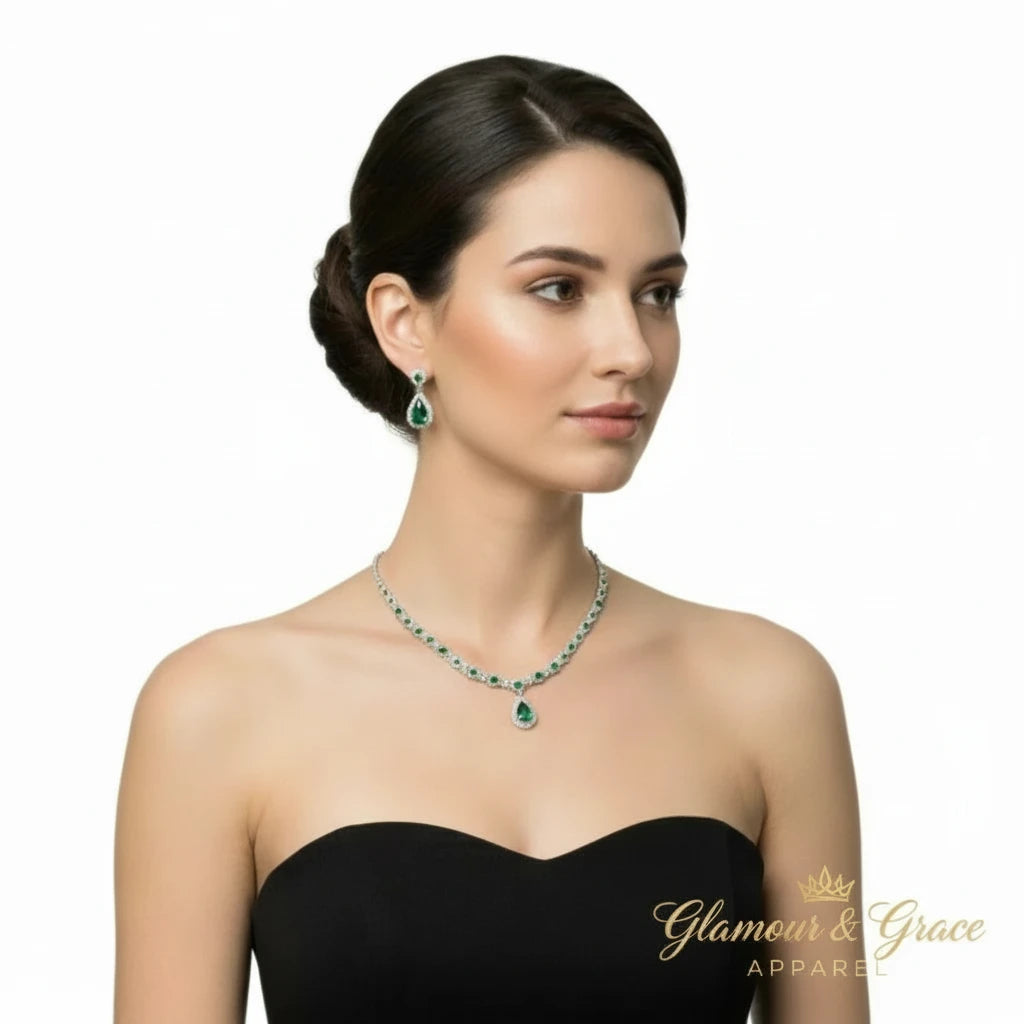 Luxury  Rhinestone Earrings & Necklace Set