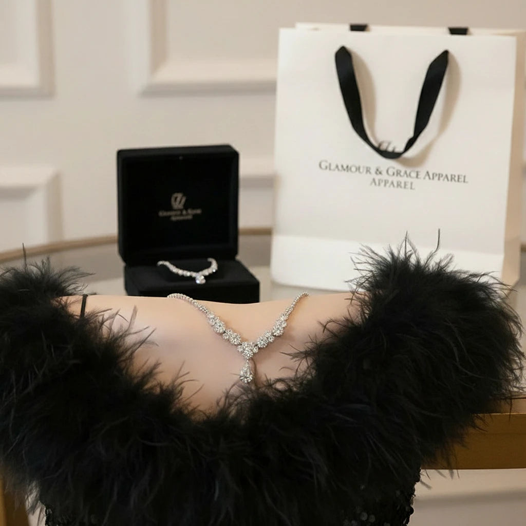 Luxury  Rhinestone Earrings & Necklace Set